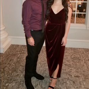 Beautiful burgundy velvet tulip dress